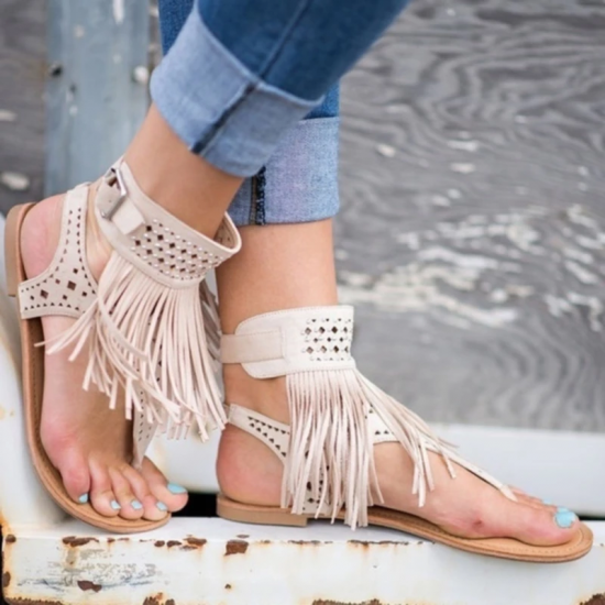 Summmer Shoes Flat Sandals Women Sexy Tassel 2025 Lady Rome Sandals Shoes Ankle Flat Flip Flops Shoes Summer For Women