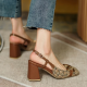 2025 Summer Women Shoes Square Toe Chunky Heel Women Sandals BuckleStrap 7cm High Heel Slingback Sandals for Women Plus Siz
