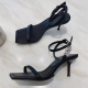 2025 New Square Toe Women Sandals Crystal Letters Decor Women Pumps Sexy High Heels Silk Wedding Dress Shoes Gladiator Sandal