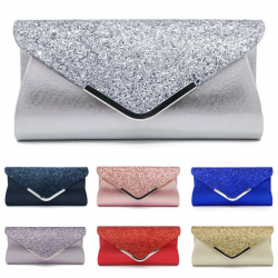 2025 High Quality PU Leather Women Lady Sequins Clutch Bag Evening Wedding Party Prom Handbag Purse Wallet Shinny Shoulder Bags