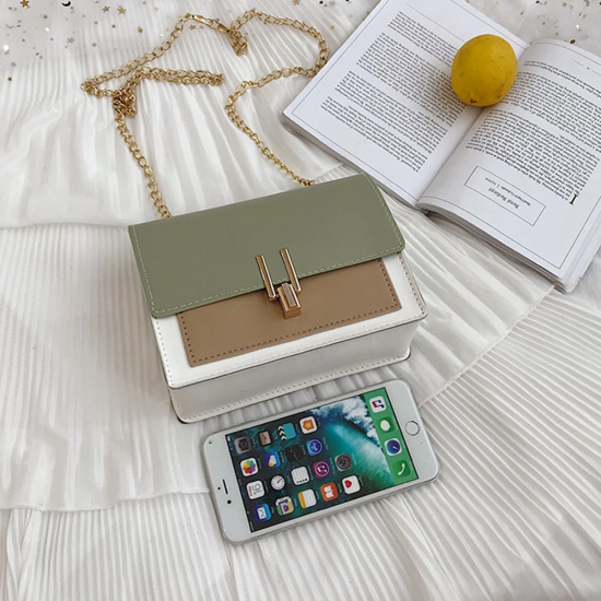 2025Chain Crossbody Bag High Quality Leather Small Shoulder Messenger Bags For Women Female Travel Mini Bags Sqare Shoulder Bags