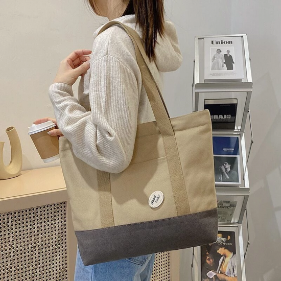 Ladies Canvas Tote Bag Female College Students Large-capacity Shoulder Canvas Bag Travel Bag Shopping Bag Beach Bag for Woman