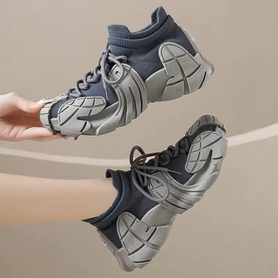 Women Platform Sneakers Lace Up Running Sports Shoes Soft Breathable Tennis Sneakers Casual Outdoor Comfortable Shoes For Female