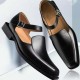 New Black Men's Summer Sandals Pu Leather Buckle Strap Dress Shoes for Men with Business Formal Shoes Men