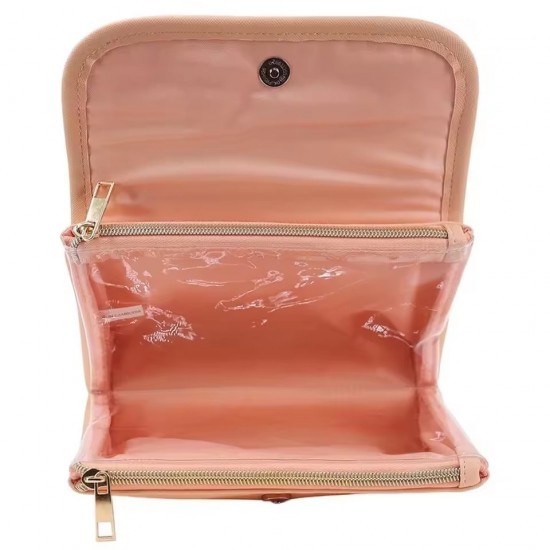 Double Zip Makeup Bag Cosmetic Organizer Travel Pouch Water-Resistant Toiletry Bag Portable Makeup Storage Gift Women