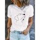 Dog Print Round Neck Sports T-shirt Short Sleeve Running Casual Tops Women's Activewear aesthetic clothes