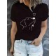 Dog Print Round Neck Sports T-shirt Short Sleeve Running Casual Tops Women's Activewear aesthetic clothes